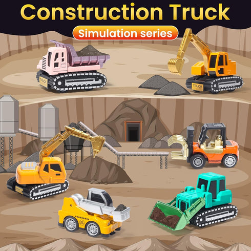 3 4 5 6 Set Oriate Diecast Construction Trucks Toys For Boys Girls Age Years Old, Pull Back Cars For Engineering