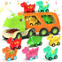 Veslier Dinosaur Toys for Kids 2-4 3-5 with 6 Dinosaur Car Vehicles,