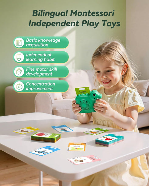 1-3, 31 Bilingual Spanish and English Talking Flash Cards for Toddlers Montessori Learning Toys with Themes, Pocket