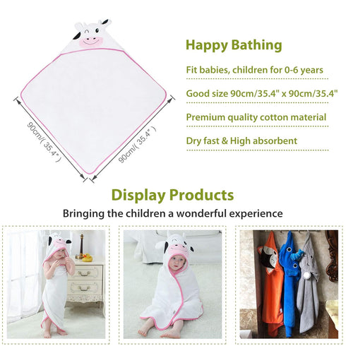 Swimming 0-6T, MICHLEY Unisex Baby Animal Hooded Bath Towel Soft Cotton Beach Bathrobe for Cow