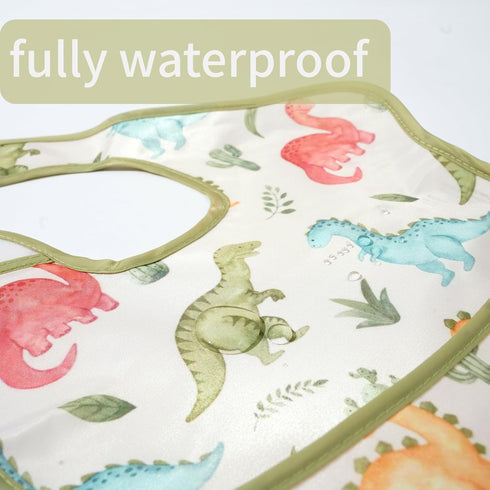 CoolaPeach 3-Pack Waterproof Baby Bibs for Eating - Lightweight Feeding Bibs, Mess Proof, Baby Essential Must Have