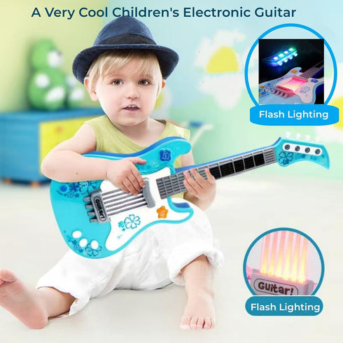 3 4 5 7 8 Kids Toddler Baby Childrens Electric Toy Guitar with Strap Ideal for Year Old Boys Girls Gifts(Blue)