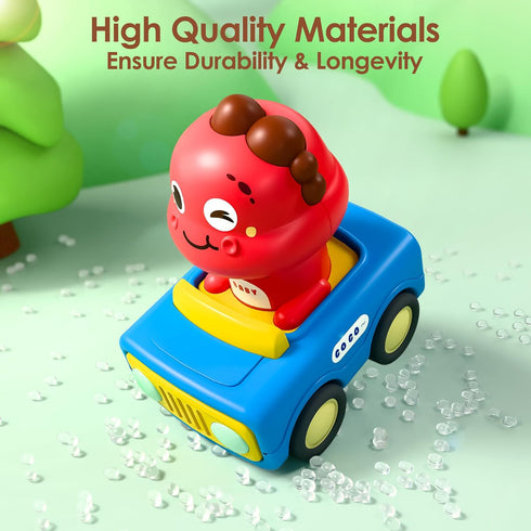 1-3, Set, 6-9-12-18 1st 1-2 iPlay, iLearn Press Go Car Toys for Toddlers Baby Animal Race Cars, Infant Play Car Push Go