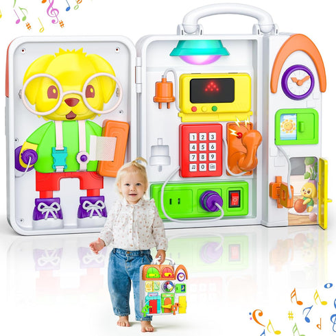 Busy Board Montessori Toys for 1+ Year Old, Sensory Educational Travel Toys for Toddlers 1-3 Year Old