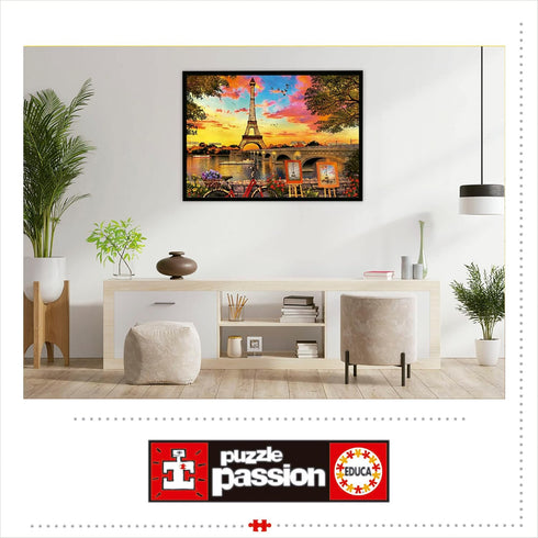Educa Sunset in Paris 3000 Piece Jigsaw Puzzle, Puzzle Glue Included, Completed Image 47.25" x 33.5", Ages 14+