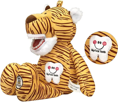 YOUYA Dental Tooth Fairy Puppet - Striped Tiger Educational Plush Doll for Kids