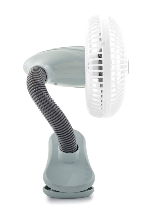 O2COOL 4 Inch Clip On Stroller Fan, Portable Battery Operated for Outdoor, Car Seat, and Baby Crib (Grey)