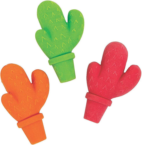 Fun Express Fiesta Cactus Erasers, Stationery Set of 24 Pieces