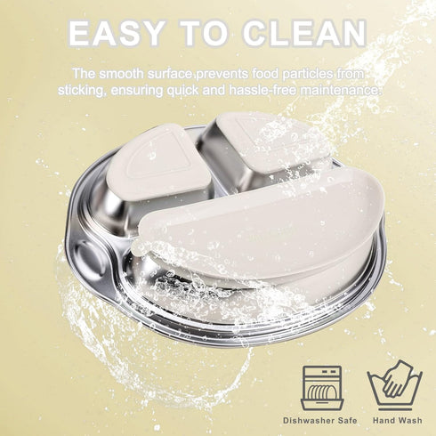 MR. CHOU Baby Plates with Suction - Stainless Steel Divided Toddler Plates, Compartment Suction Plate for High Chair
