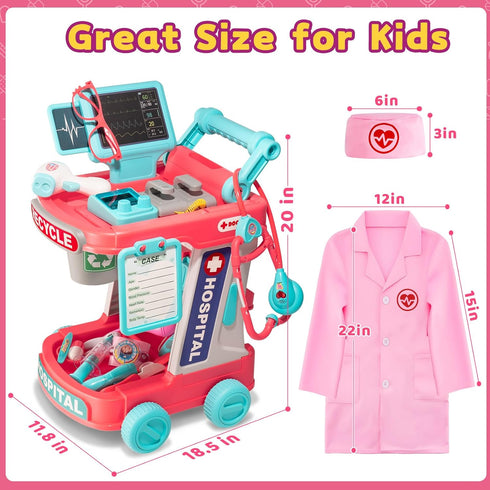 Aowjoy Set 3 4 5 6 7 8 9 Doctor Kit for Toddlers - Pretend Doctor Play for Kids - Role Play Medical Toys with Costume