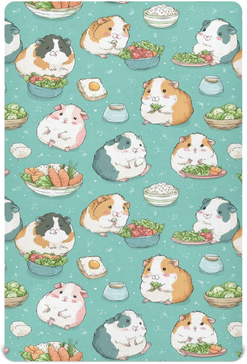 Pigsaly Crib Sheets Kawaii Guinea Pigs Baby Sheet for Standard Crib Mattress Boys
