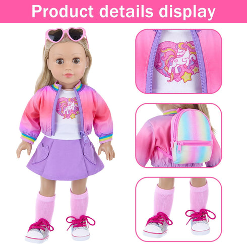 18 Inch Set Playsets Backpack American Doll Clothes and Makeup Accessories - Dolls Makeup and Outfit Bundle