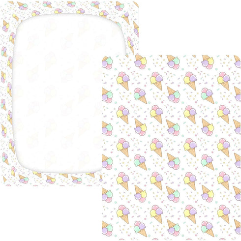 Jynexis 52x28 Ice Cream White Pink Pattern Baby Crib Sheets, Cotton Fitted Crib Sheet, Soft Breathable, Fits Standard
