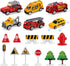 CUTE STONE Toy Airplane with Lights & Sounds, Friction Powered Plane Toy with Mini Cars for Kids, Great Gift for Boys