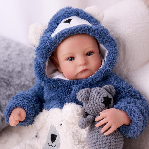 17 Inch 3 BABESIDE Lifelike Reborn Baby Dolls Boy - Handmade Realistic Baby Doll Cloth Soft Body Realistic-Newborn