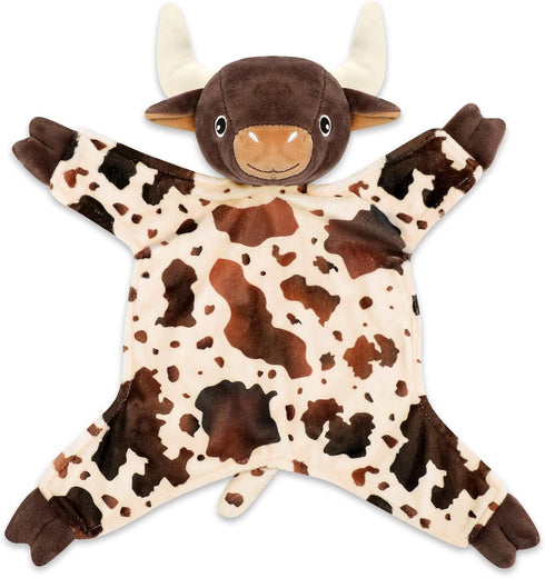 Longhorn Baby Security Blanket Lovey Baby Shower Cow Spotted Cowhide Print Stuffed