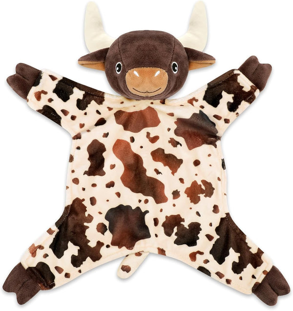 Longhorn Baby Security Blanket Lovey Baby Shower Cow Spotted Cowhide Print Stuffed