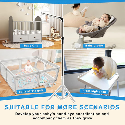 Quynhni 56-78" 180 Baby Crib Mobile Arm,Mobile Hanger for Crib Adjustable Height Top Can Rotate Suitable for Baby Girls