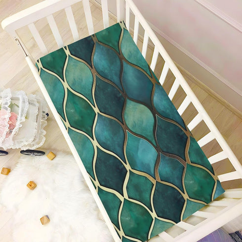 Haskirky 27 39 inches Green Gold Scales Baby Crib Sheets for Boys Girls Soft Breathable Elasticity Fitted Unisex Crib