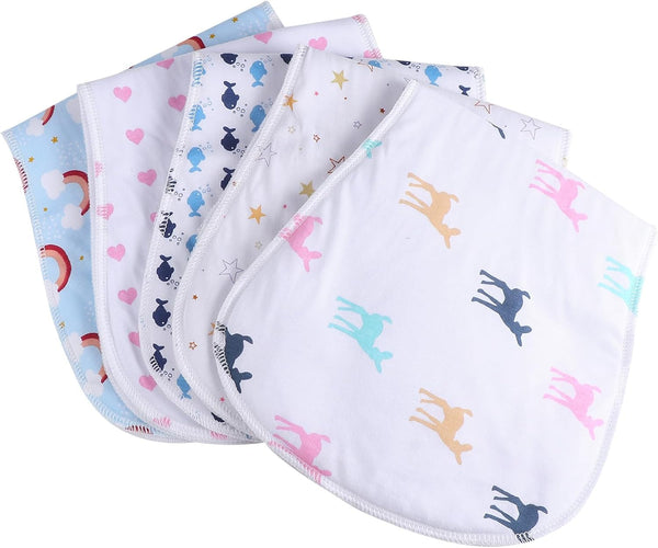 DECORNIJIA 5pcs Cotton Burping Cloths Washcloths for Babies Unisex Soft Absorbent Burp Clothes