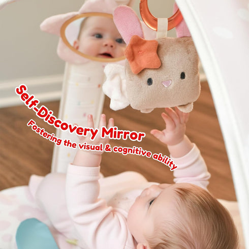 Tummy 6 Baby Play Gym & Activity Mat with Light-up Musical Arch, Washable Time Mat with Detachable Sensory Toys