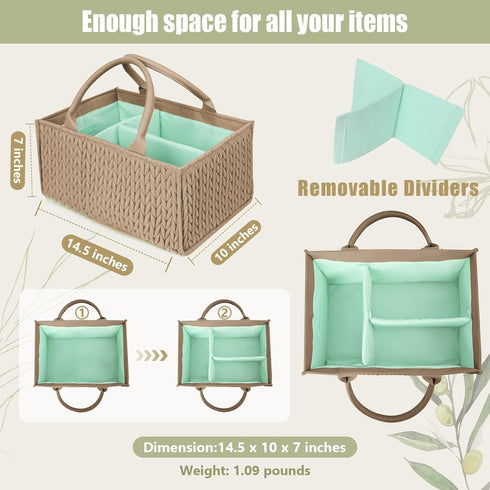 MOMINSIDE Diaper Caddy Organizer, Baby Diaper Caddy Organizer with Handle Baby Basket Nursery Storage, Portable