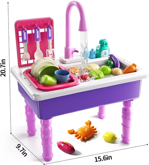 3 4 5 6 7 Set, 3-5 JUKUDAHU Play Sink with Running Water, Play Kitchen Toys Sink for Kids Years Old, Electrical