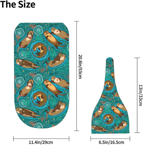 Cute Sea Otters Newborn Swaddle Blankets with Beanie Sets, Soft Swaddling Blanket Gifts for Infant Boys Girls