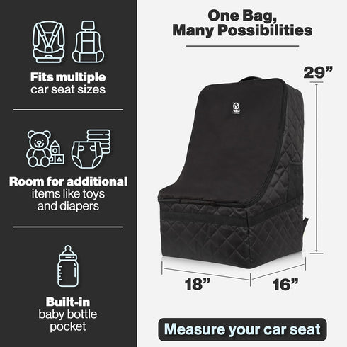 V VOLKGO Extra Padded Car Seat Travel Bag for Airplane, Heavy Duty Car Seat Bags for Air Travel Large Durable Carseat