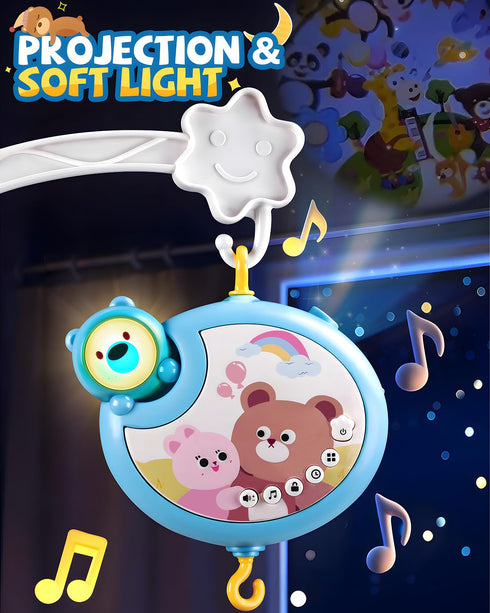 RSEPD Pack 0-6 Crib Mobile With Music And Lights, Mobiles For Cribs, Baby Mobile Arm Toys Hanging For Bassinets Girls