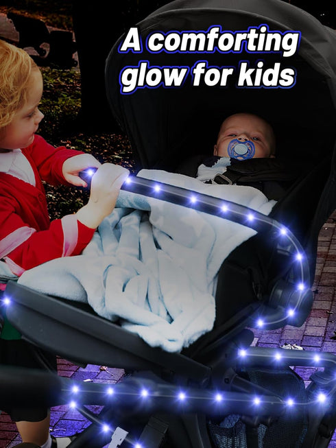 16.4FT Durable Baby Stroller Lights for Walking at Night, Make the Stroller Visible, with Cable Ties, LED Lights