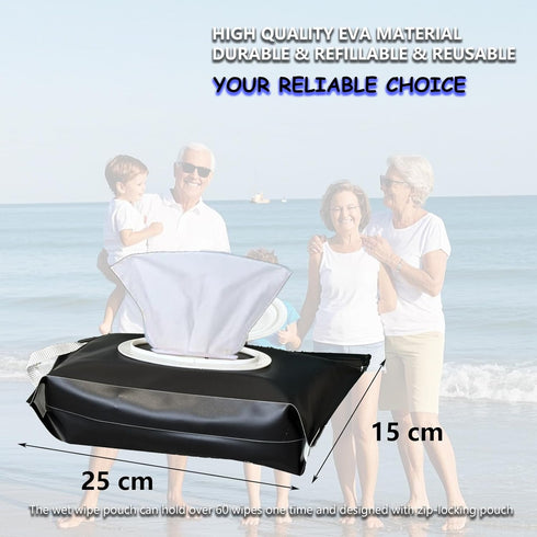 2 Pack Baby Wipe Holder, Reusable Travel Wipes Pouch Dispenser, Portable Refillable Wipe Container for Travel & Home
