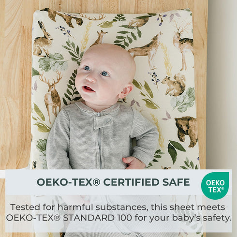 2 Pack Pobibaby - Premium Changing Pad Cover - Ultra-Soft Cotton Blend, Stylish Woodland Pattern, Safe and Snug