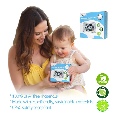 gljyoka Tummy (1-9 Black and White High Contrast Time Water Mat for Babies Sensory Newborn Toys for Brain & Visual