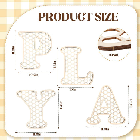 Generic 12 Play Sign - In Wooden Rattan Letters Playroom Sign, Playroom Wall Decor for Toddler Girls Boys, Play Room