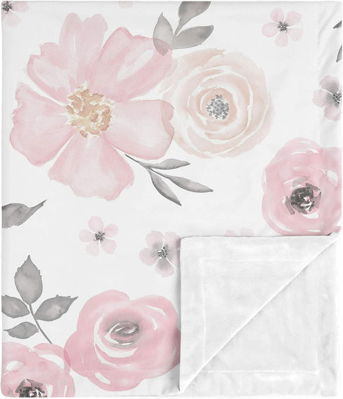 Sweet Jojo Designs Soft Baby Blanket (Pink/Grey Boho Floral) for Girls, Infant,