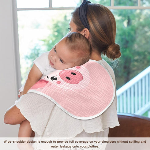 Bulletgxll Set 4, Cute Pig Face Unisex Baby Burp Cloths of Soft Absorbent Organic Cotton Muslin Burping Cloths
