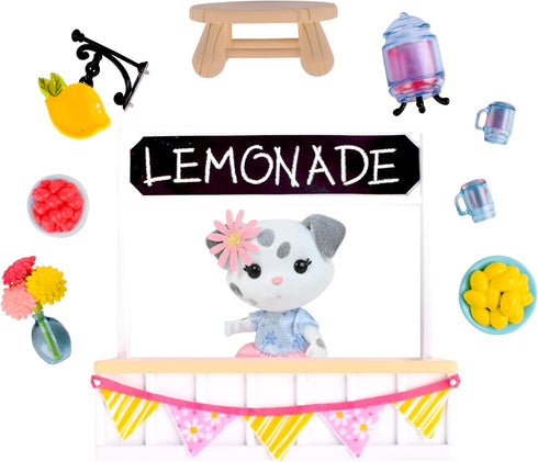 Sweet & Sour Lemonade Stand, Complete Set with Miniature Doll Figure, 9 Pieces, Ages 3+