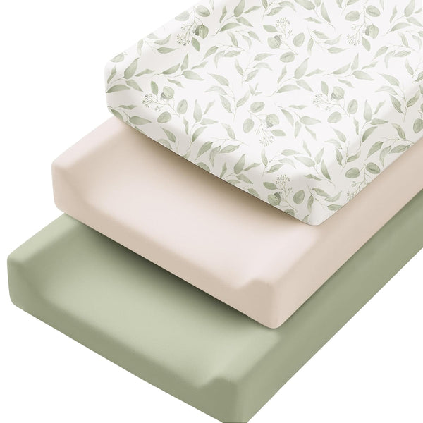 Konssy 3 Pack Stretchy Changing Pad Covers for Girl, Boy, Silky Soft