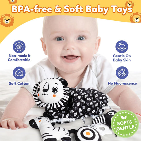 Baby Carseat Toy Black & White Rattle Spiral Hanging Activity Stroller Toy