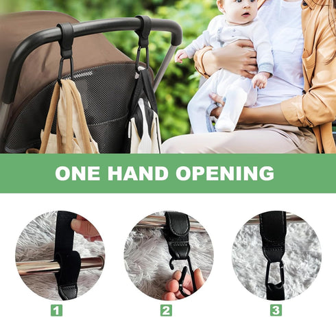 Generic 2 Pack, (11+ lbs Stroller Hooks for Bags Heavy Duty Stroller Clips with One-Hand Opening, Non-Slip Hooks