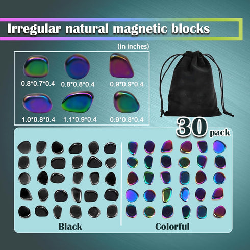 30 Pcs Large fridge magnets, hematite magnet fidget kit, irregular refrigerator magnets for kitchen, DIY Educational