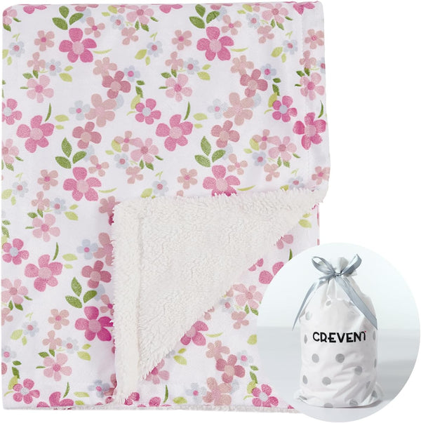 CREVENT 30''X40'' Cute Cozy Fluffy Warm Baby Blanket for Infants Toddlers, Baby Shower Gift - Wildflower