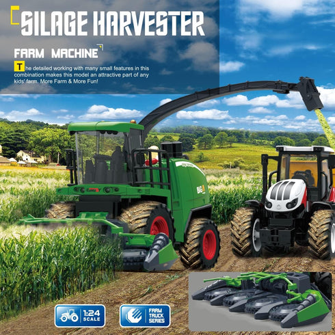 2 2.4Ghz fisca Remote Control Harvester Tractor with Grian Combine Heads, RC Farm Tractor Truck Farm Vehicle Toy