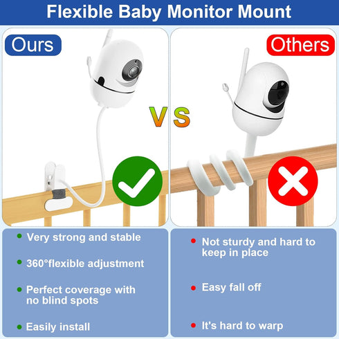 Qwwia HB6550/HB65/HB66/HB248, SM935E Damage(8 inches) Flexible Baby Monitor Mount for HelloBaby ANMEATE Baby Camera