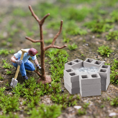 Deekin 24 Pcs Mini Cinder Blocks, 1/12 Scale Miniature Concrete Building Blocks for Dollhouse Accessories