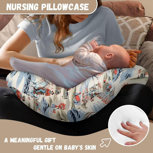 Psesaysky Horse Nursing Pillow Cover for Infant Removable Neutral Breastfeeding Pillow Cover Soft Stretchy
