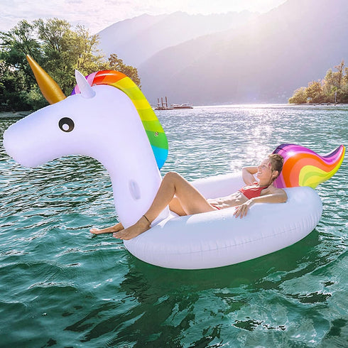 TURNMEON 102" Giant Flamingo Pool Float, Inflatable Summer Beach Float for 2-4 Multi Players, Kids & Adults