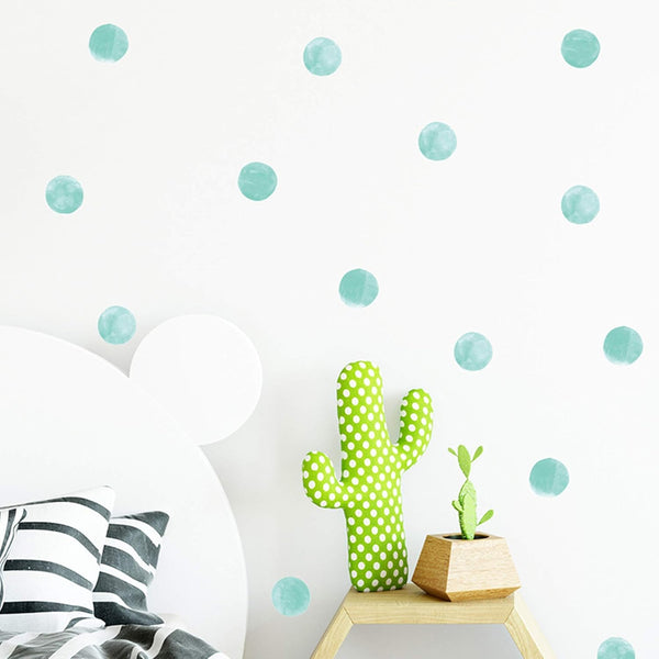 ROFARSO 120 Decals 2.2'' Cyan Polka Dots Wall Stickers | DIY Removable Peel & Stick Home Decor