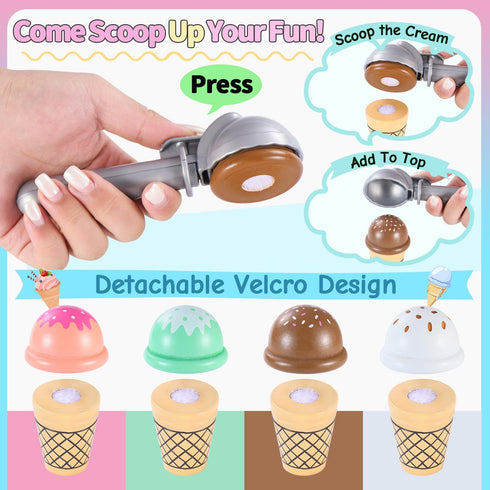 Peccvon Counter Playset 3 4 5 6 Mini Wooden Ice Cream Toys for Kids Pretend Play Kitchen Food Toys, Shop for Toddlers